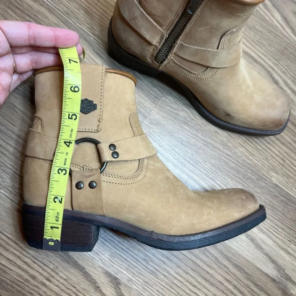 Harley Davidson Abbington Tan D84493 Women's 6 M Harness Ankle Boots